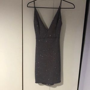 Silver, glittery dress